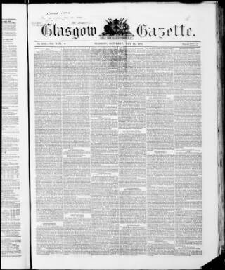 cover page of Glasgow Gazette published on May 22, 1858