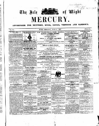 cover page of Isle of Wight Mercury published on June 13, 1857