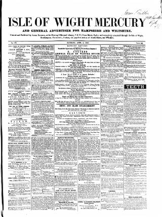 cover page of Isle of Wight Mercury published on April 10, 1858