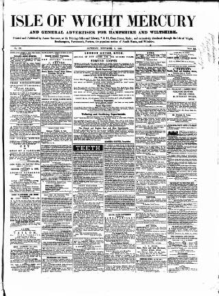 cover page of Isle of Wight Mercury published on November 6, 1858