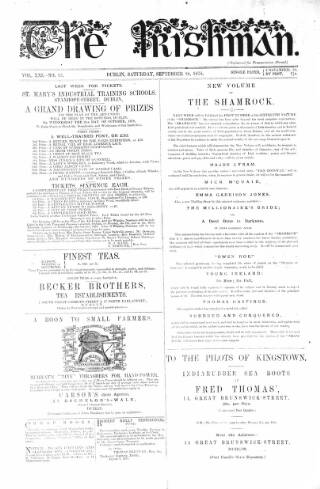 cover page of The Irishman published on September 28, 1878
