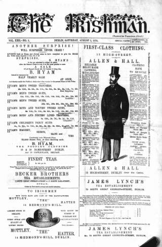 cover page of The Irishman published on August 2, 1879
