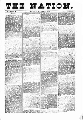 cover page of Dublin Weekly Nation published on September 28, 1872