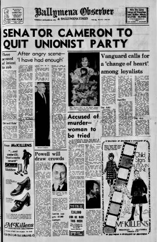 cover page of Ballymena Observer published on September 28, 1972