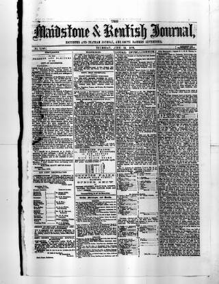cover page of Maidstone Journal and Kentish Advertiser published on June 13, 1878