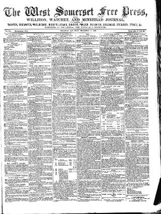 cover page of West Somerset Free Press published on November 2, 1878