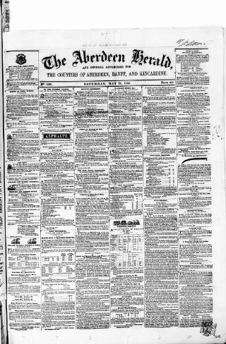 cover page of Aberdeen Herald published on May 22, 1852
