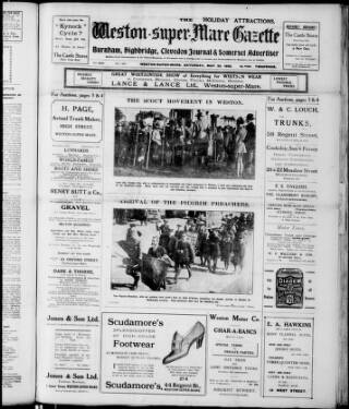 cover page of Weston-super-Mare Gazette published on May 22, 1920