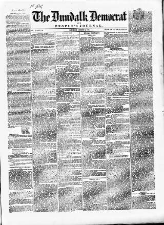 cover page of Dundalk Democrat published on August 2, 1851
