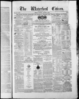 cover page of Waterford Citizen published on August 2, 1872