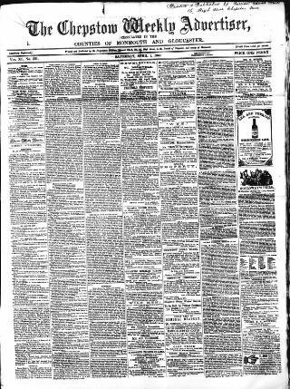 cover page of Chepstow Weekly Advertiser published on April 1, 1865