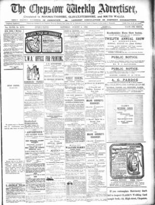 cover page of Chepstow Weekly Advertiser published on August 2, 1902