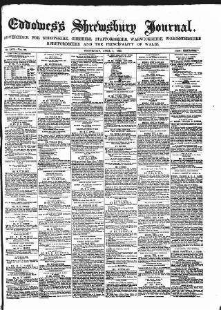 cover page of Eddowes's Shrewsbury Journal published on April 1, 1863