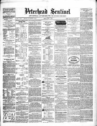 cover page of Peterhead Sentinel and General Advertiser for Buchan District published on April 1, 1864