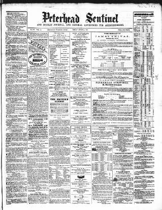cover page of Peterhead Sentinel and General Advertiser for Buchan District published on August 2, 1867