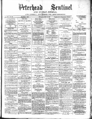 cover page of Peterhead Sentinel and General Advertiser for Buchan District published on June 13, 1890
