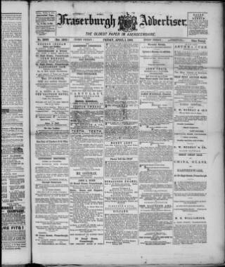 cover page of Fraserburgh Advertiser published on April 1, 1892