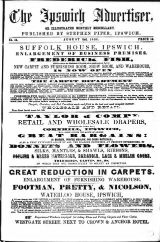 cover page of Ipswich Advertiser, or, Illustrated Monthly Miscellany published on August 2, 1858