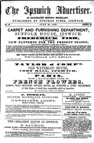 cover page of Ipswich Advertiser, or, Illustrated Monthly Miscellany published on June 1, 1859