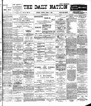 cover page of Dublin Daily Nation published on April 1, 1898