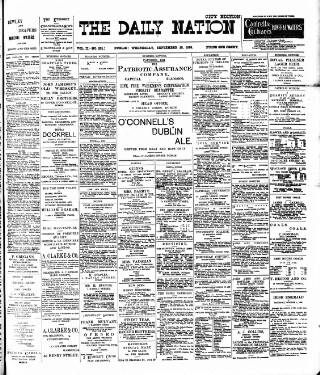 cover page of Dublin Daily Nation published on September 28, 1898