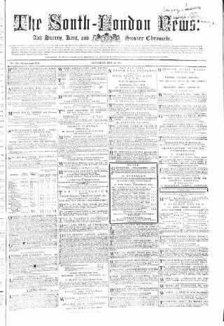 cover page of South-London News published on May 22, 1858