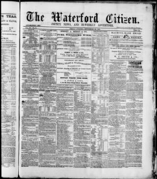 cover page of Waterford Citizen published on September 28, 1888