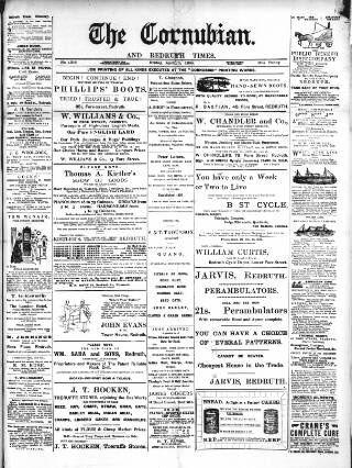 cover page of Cornubian and Redruth Times published on April 1, 1898