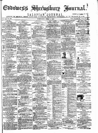 cover page of Eddowes's Shrewsbury Journal published on April 1, 1874