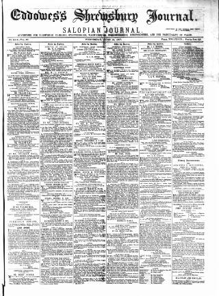 cover page of Eddowes's Shrewsbury Journal published on June 13, 1877