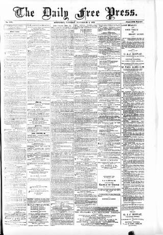 cover page of Aberdeen Free Press published on November 2, 1886
