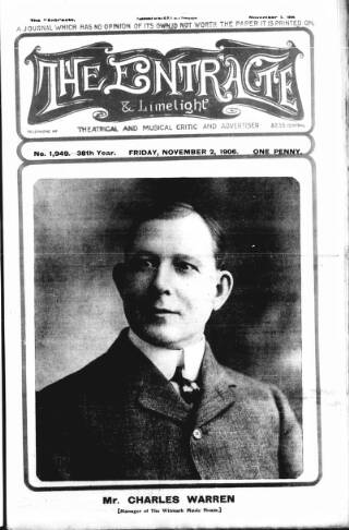 cover page of London and Provincial Entr'acte published on November 2, 1906