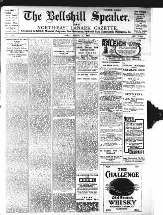 cover page of Bellshill Speaker published on August 2, 1918