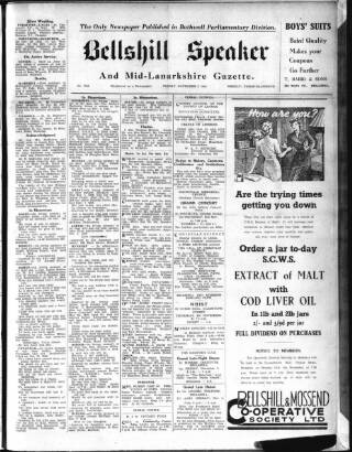 cover page of Bellshill Speaker published on November 2, 1945