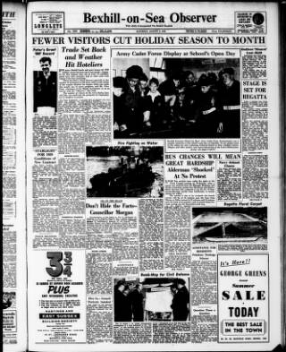 cover page of Bexhill-on-Sea Observer published on August 2, 1958