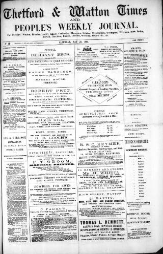 cover page of Thetford & Watton Times published on May 22, 1880