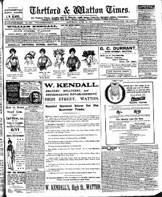 cover page of Thetford & Watton Times published on June 13, 1914