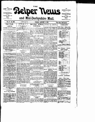 cover page of Belper News published on August 2, 1901