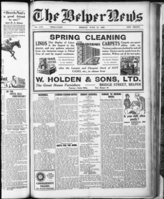cover page of Belper News published on June 13, 1930