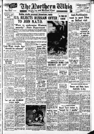 cover page of Northern Whig published on April 1, 1954