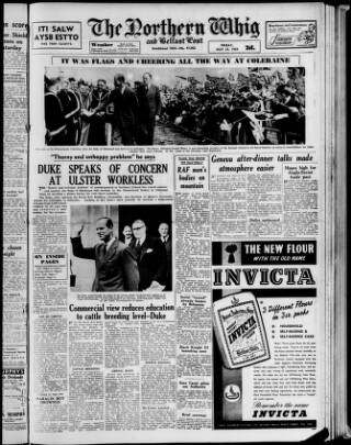 cover page of Northern Whig published on May 22, 1959