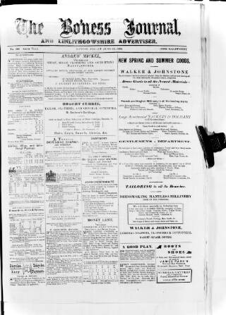 cover page of Bo'ness Journal and Linlithgow Advertiser published on June 13, 1884