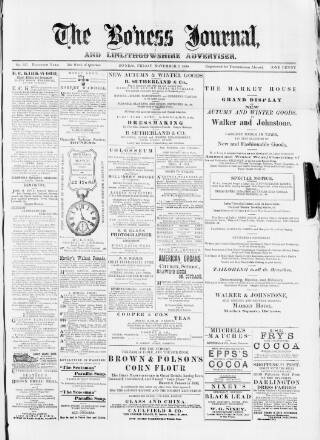 cover page of Bo'ness Journal and Linlithgow Advertiser published on November 2, 1888