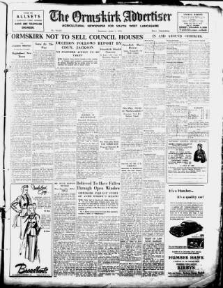 cover page of Ormskirk Advertiser published on April 1, 1954