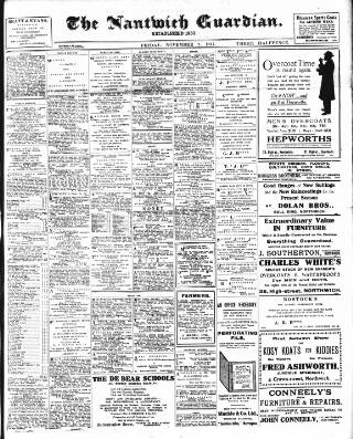 cover page of Nantwich Guardian published on November 2, 1917