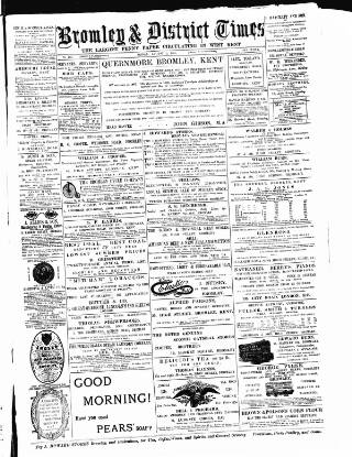 cover page of Bromley & District Times published on August 2, 1889