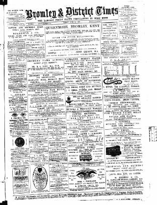 cover page of Bromley & District Times published on June 13, 1890