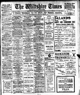 cover page of Wiltshire Times and Trowbridge Advertiser published on August 2, 1913