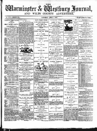cover page of Warminster & Westbury Journal published on April 1, 1893