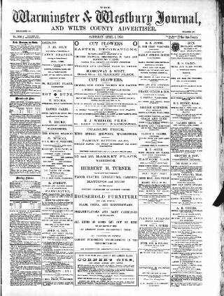 cover page of Warminster & Westbury Journal published on April 1, 1899